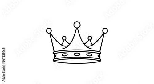 Simple line drawing of a royal crown with rounded points and decorative gems along the base band for a king or queen character.