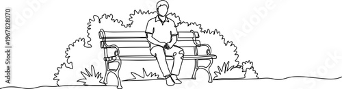 Man sitting on a park bench.