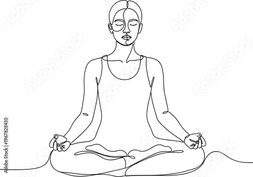 Woman Sitting in Yoga Meditation Posture.