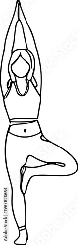 Woman doing yoga in tree pose.