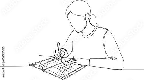 Woman writing in a notebook.
