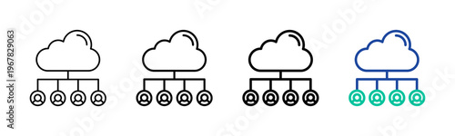 Cloud Network Icon Collection Different Style Outline