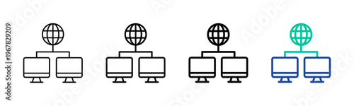 Hybrid Network Icon Collection Different Style Outline
