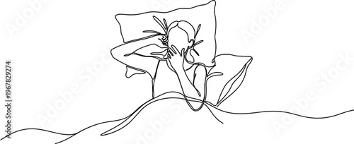 Woman Sleeping on Pillow at Night.