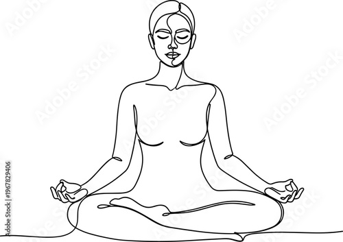 Woman in meditation sitting cross-legged.