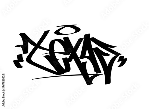 textured graffiti calligraphy style letter TEXAS city name isolated design in black