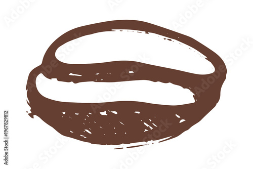 Hand drawn fresh roasted coffee bean Arabica robusta seed doodle Single element for print, web, design, decor