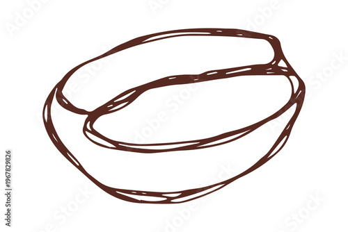 Hand drawn fresh roasted coffee bean Arabica robusta seed doodle Single element for print, web, design, decor