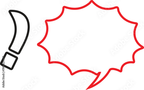 A comic exclamation mark and red speech bubble