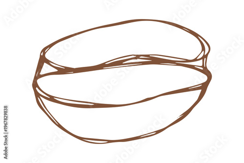 Hand drawn fresh roasted coffee bean Arabica robusta seed doodle Single element for print, web, design, decor