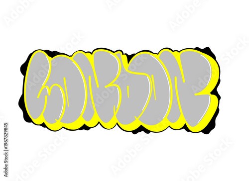 textured graffiti throw up bubble style letter LONDON city name isolated design