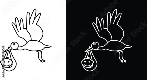 Stork with baby icon