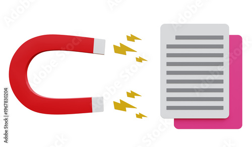 The concept of extracting data from important documents.
3D illustration.