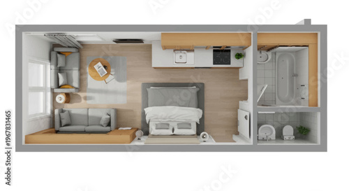 Cozy Studio Apartment Floor Plan - Modern Tiny Living Space