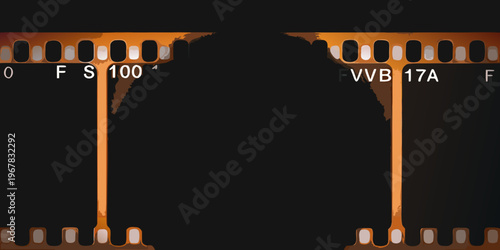Film strip with a silhouetted figure against a dark background