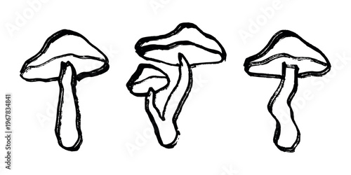 Hand drawn mushroom doodle set Botanical illustration Cute autumn mushroom Healthy eco food Organic vegetarian food For stickers, greeting card, design, print, packaging, decor, kids books