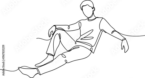 Man Sitting on Floor Relaxing Alone.