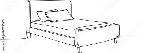 Simple Modern Bed with Pillows.