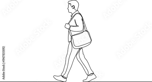 Businessman walking with briefcase in hand.