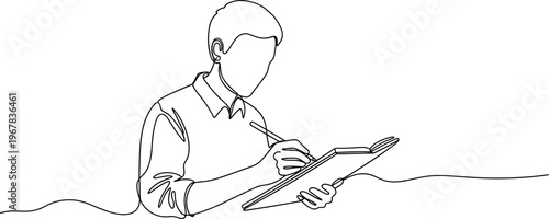 Man drawing on digital tablet.