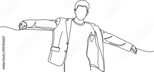 Man wearing jacket and tshirt outdoors.