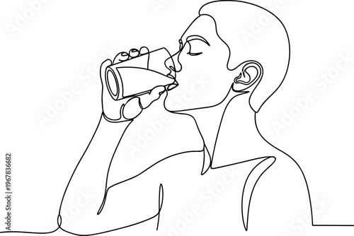 Woman Drinking from a Cup.