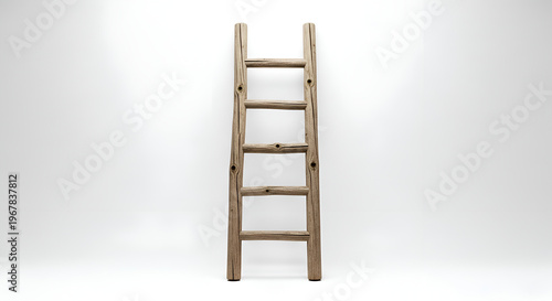 Wooden ladder on white background.