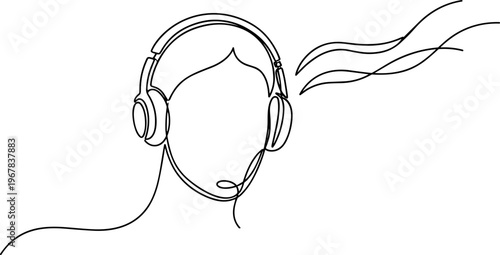 Person Wearing Headset With Microphone.
