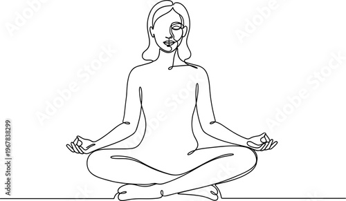 Woman Sitting in Yoga Pose.