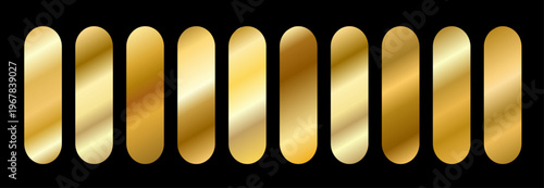 Elegant background with Gold Foil gradient. Copper swatch for metallic Palette. Shiny texture and color strips. Vector illustration.