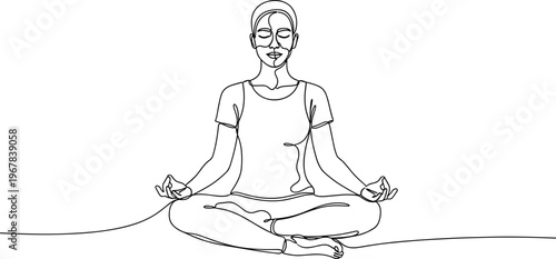 Woman sitting in yoga meditation pose.