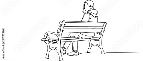 Woman Sitting on a Bench Alone.