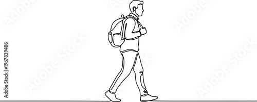 Man walking with backpack on.