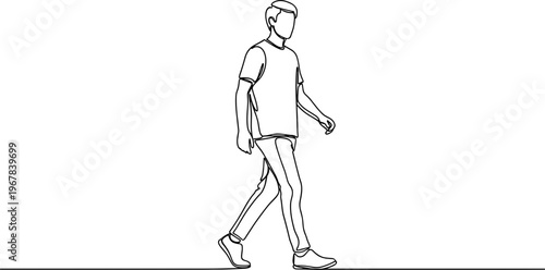 Man Walking Alone on a Line.