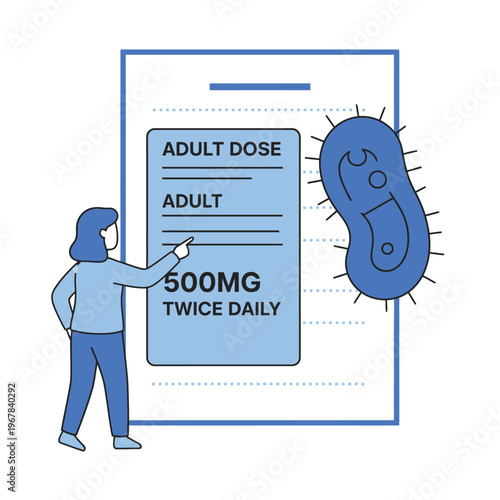Doctor Explaining Adult Dose of Medication to Combat Bacteria.