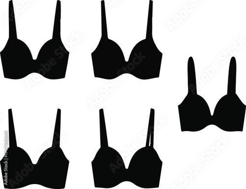 Vector silhouette of green bras on transparent background for fashion and lingerie designs