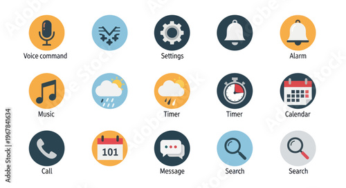 Collection of Flat Design App Icons for Mobile Devices and UI