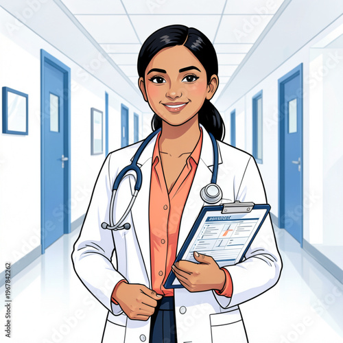 Professional woman holding a tablet device and stylus in an office setting