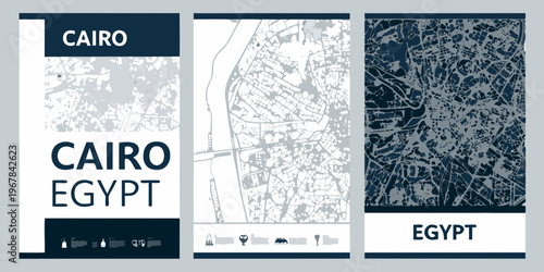 Abstract city maps of cairo egypt in a modern graphic design
