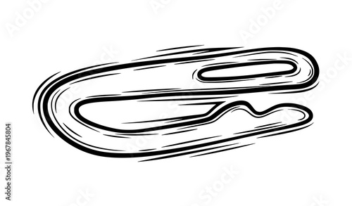 Minimal race track circuit sketch black white vector illustration isolated on white background