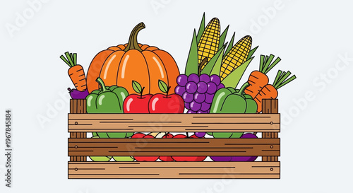 Fresh Harvest Crate: Assorted Fruits and Vegetables