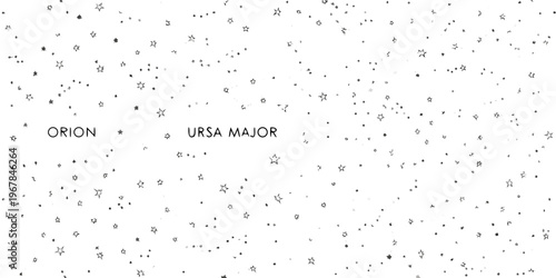 A vintage illustration depicting constellations orion and ursa major