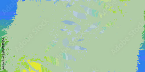 Abstract watercolor painting with blended greens blues and yellow hues