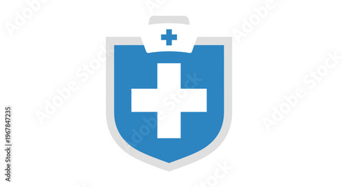 Medical Shield Icon with Plus Symbol for Healthcare and Protection