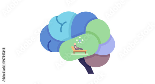 Mindfulness Meditation in Brain Illustration