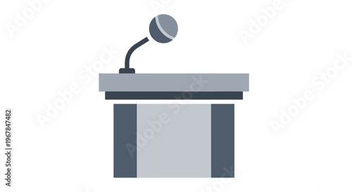 Modern Podium with Microphone Icon - Presentation, Speech, Public Speaking
