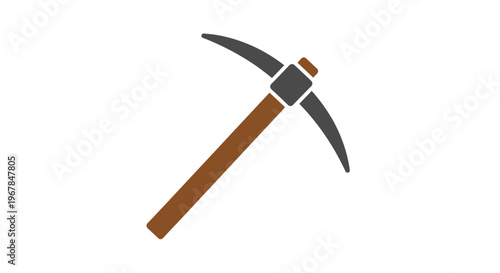 Pickaxe Tool Icon, Mining Equipment, Construction Instrument, Isolated On White