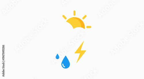 Weather Forecast Icons: Sun, Cloud, Rain, Lightning Bolt on White Background