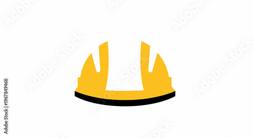 Yellow Hard Hat Icon - Safety Helmet Symbol on White Background