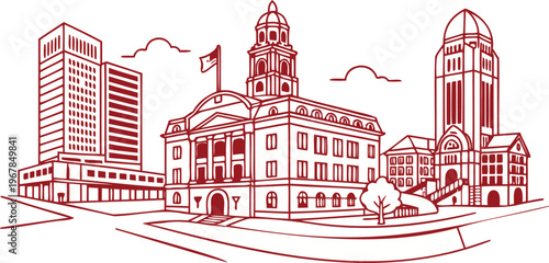 Fort Worth Skyline Silhouette Vector with Western Charm